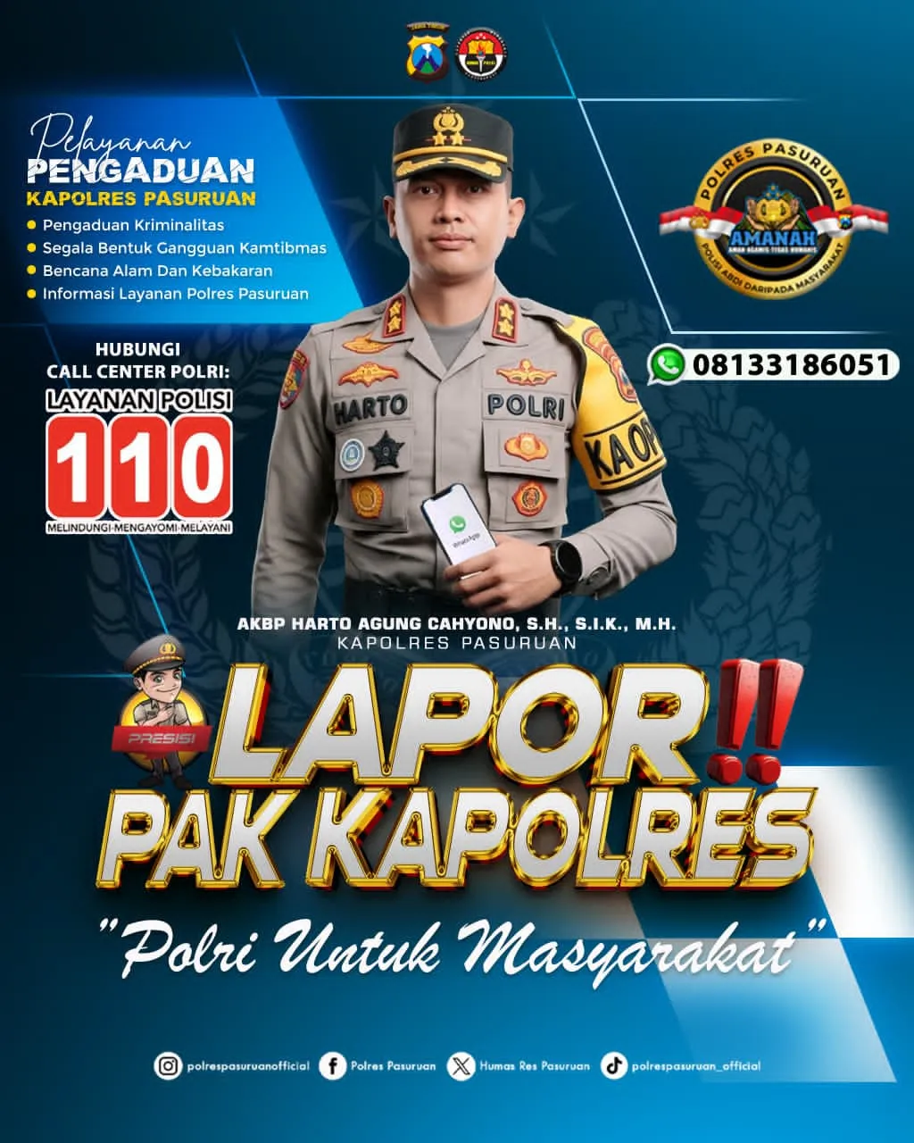 Polres Pasuruan Optimalkan Call Center110 untuk Respons cepat Kamtibmas