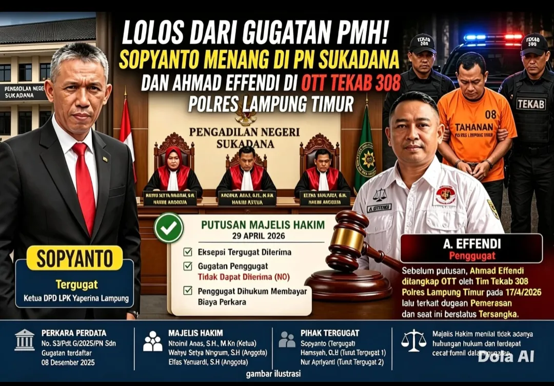 Lolos dari Gugatan PMH! Ketua LPK Yaperma Lampung Menang di PN Sukadana dan Ahmad Effendi Terjaring OTT Tekab 308 Polres Lamtim
