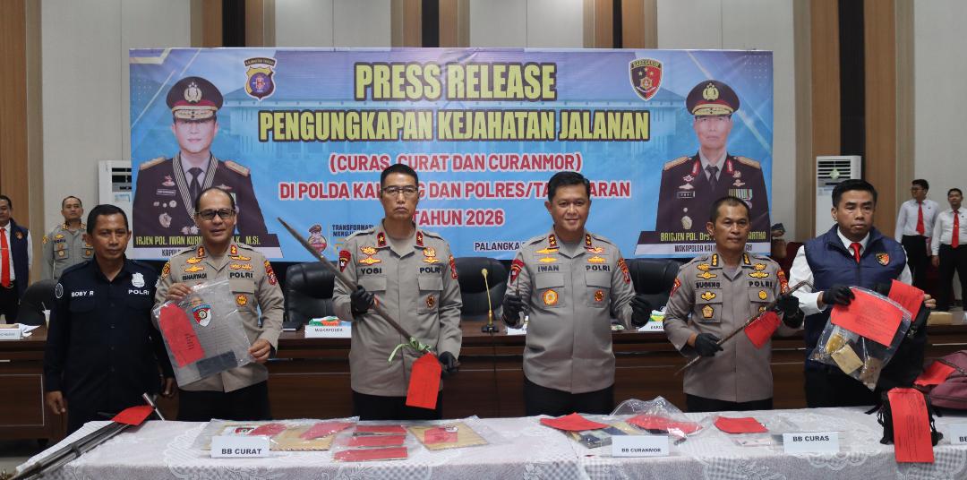 Polda Kalteng Ungkap 121 Kasus Kejahatan Jalanan Periode Januari hingga Mei 2026, 233 Tersangka Berhasil Diamankan